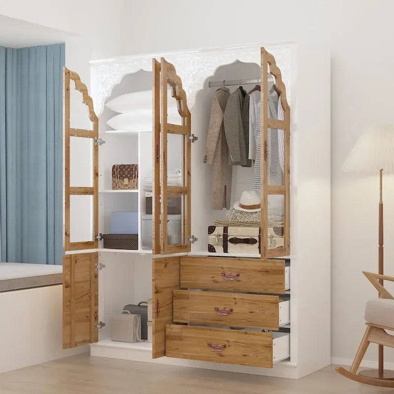 Vintage-inspiriertes zweiteiliges Kleiderschrank-Set mit Metallakzenten