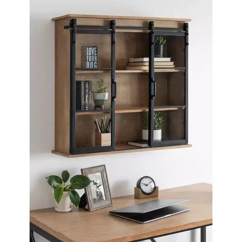 30 x 28 Barnhardt Dekorativer Wandhängeschrank aus Holz mit 2 Glasschiebetüren, Rustikales Braun - Kate & Laurel All Things Decor: Metallrahmen
