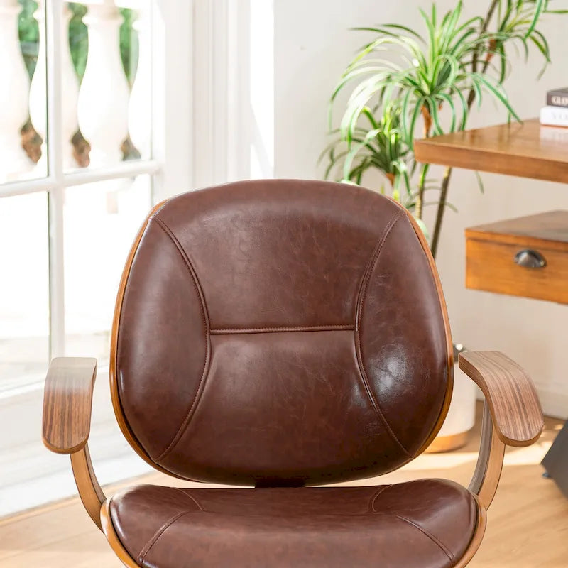 Glitzhome höhenverstellbarer, drehbarer Bürostuhl aus Kunstleder mit Armlehnen und ergonomischem Design