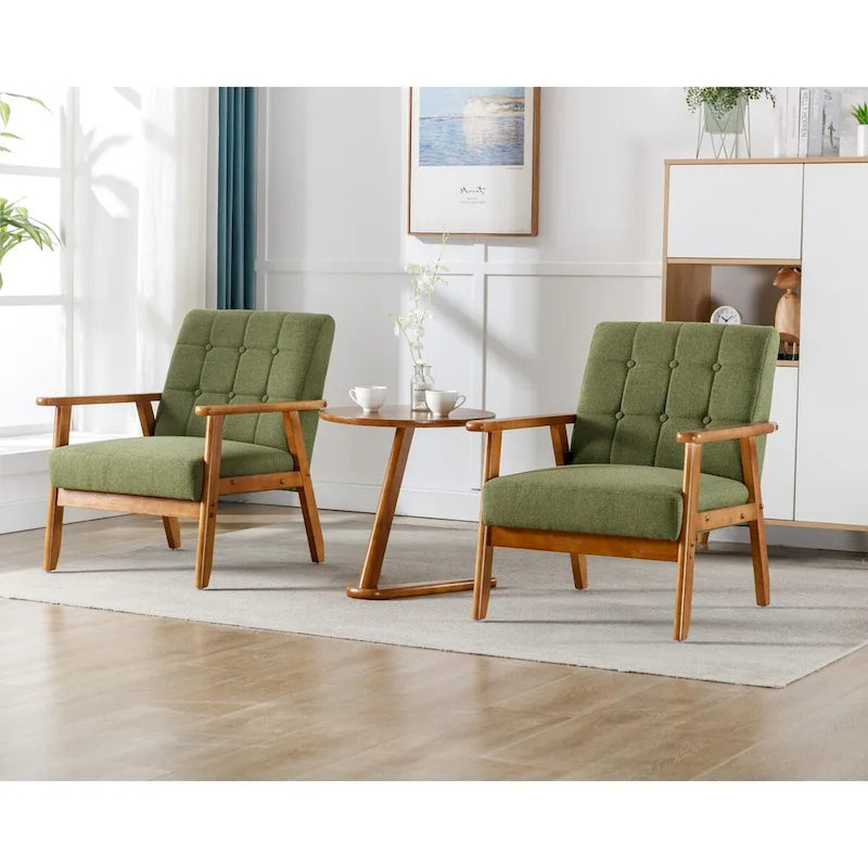2er-Set Akzentstühle mit Beistelltisch, Armlehnstuhl für Wohnzimmer, Schlafzimmer, Büro - 78,0 cm H * 64,5 cm B * 71,0 cm T