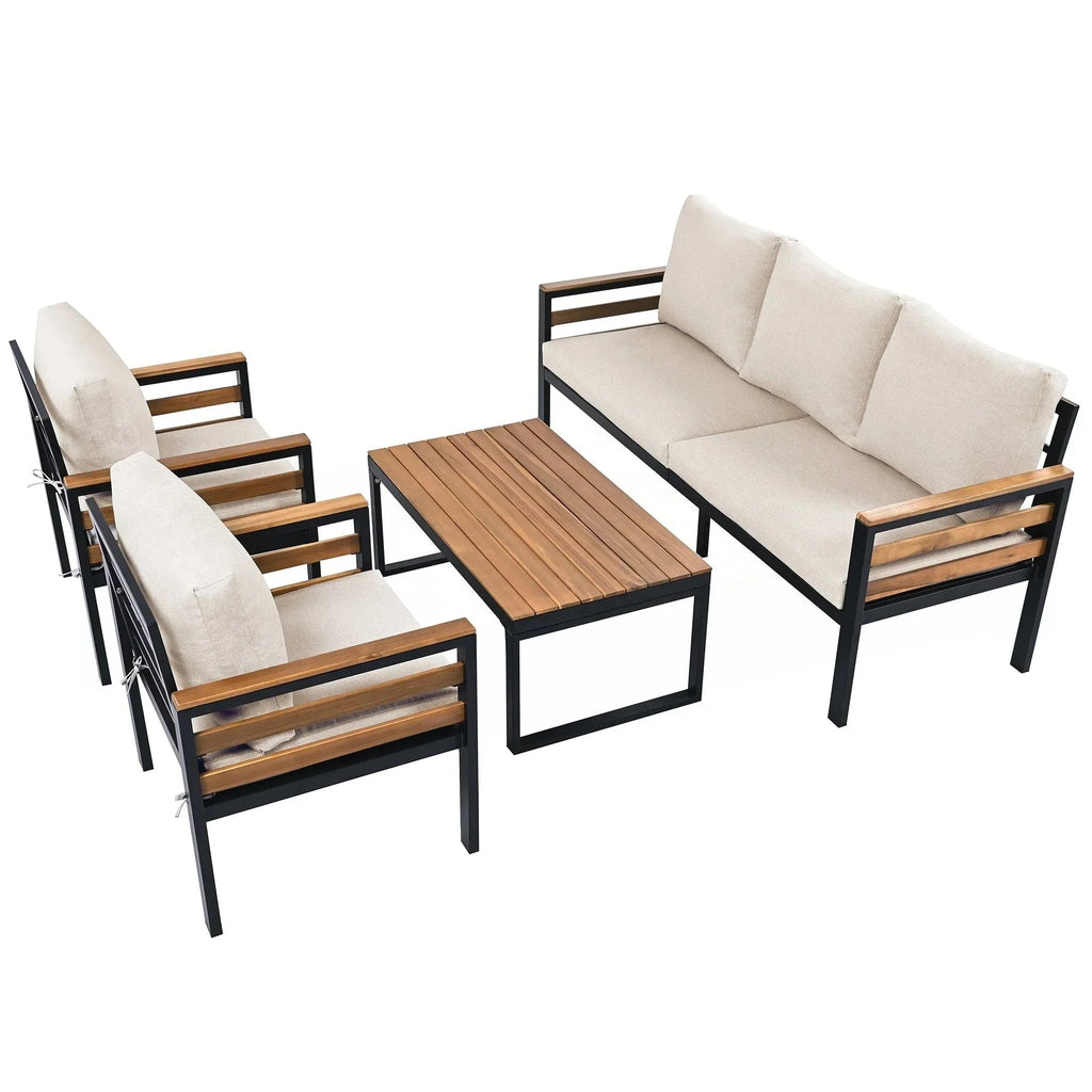 4-teiliges Outdoor-Gartenmöbel-Set mit Sofa