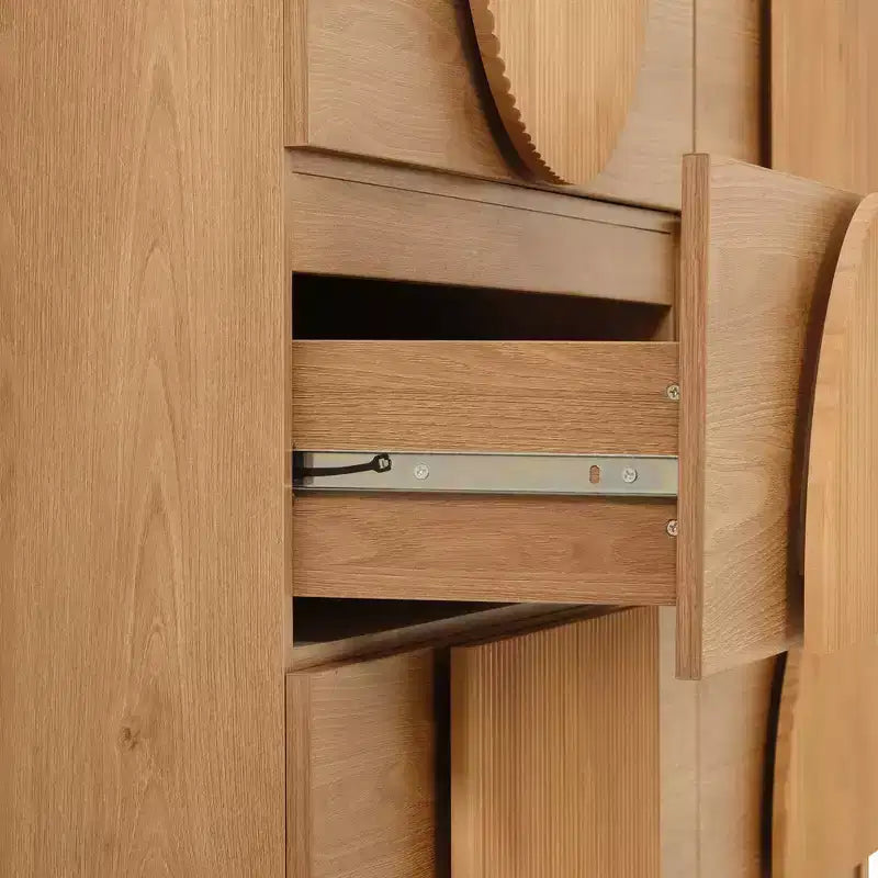 Moderne geometrische Kommode mit 6 Schubladen, breiter Aufbewahrungsschrank mit Halbkreis-Akzent für Schlaf- und Wohnzimmer