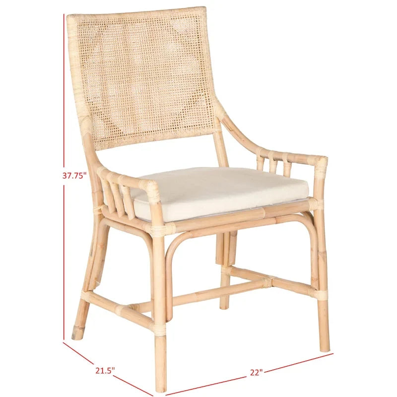 Küstendesign Rattan-Stuhl mit Kissen, 22 B x 24 L x 37 H, 22 B x 24 T x 37 H