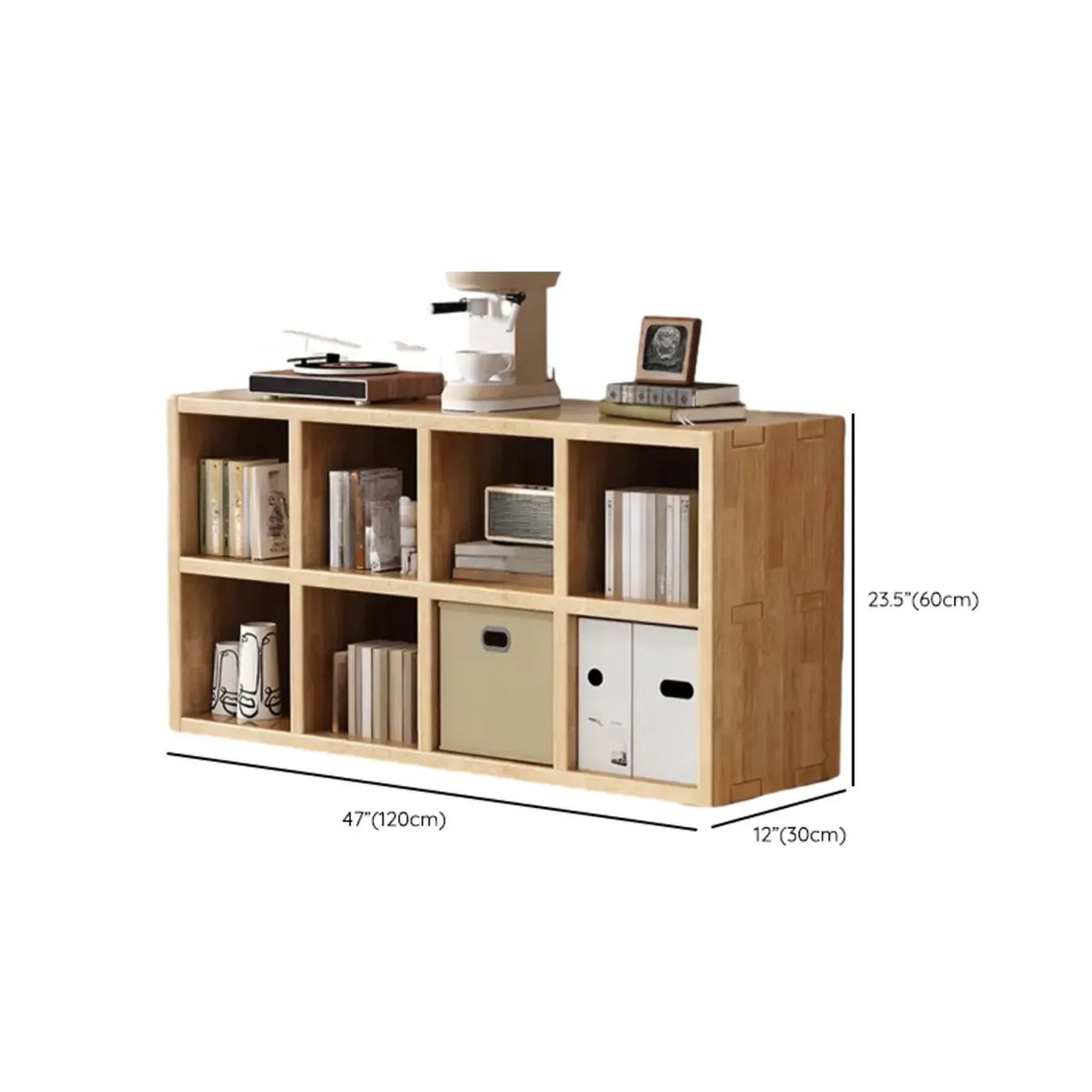 Modernes horizontales 8-faches Holzregal in Natur-Optik
