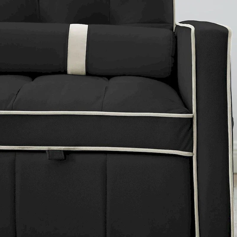 Multifunktionales Samt-Schlafsofa mit Ausziehfunktion, verstellbarer Rückenlehne und Kissen – k. A.