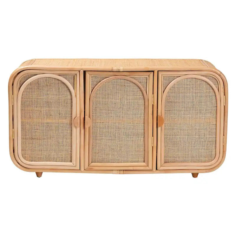 Evania Bohemian Natur-Rattan-Schrank mit 3 Türen