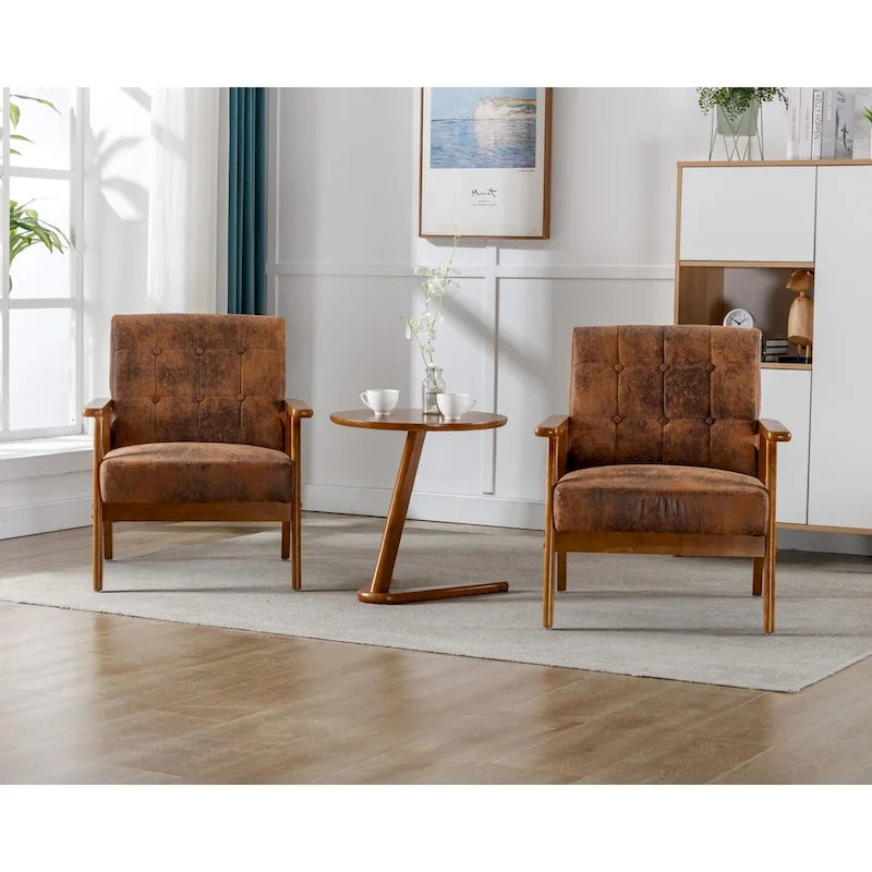 2er-Set Akzentstühle mit Beistelltisch, Armlehnstuhl für Wohnzimmer, Schlafzimmer, Büro - 78,0 cm H * 64,5 cm B * 71,0 cm T