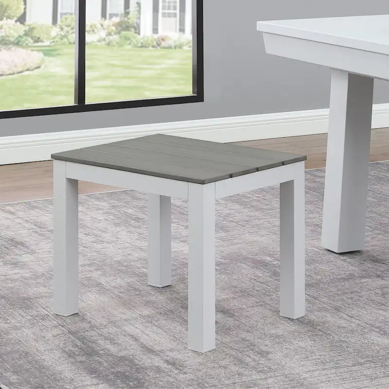 Norwalk Indoor/Outdoor 7-Fuß-Billardtisch in Schieferoptik, Esstischgarnitur für 6 Personen mit 4 Bänken und Zubehör, weißes Finish