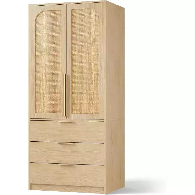 Kleiderschrank mit 2 Türen, 3 Schubladen und Kleiderstange