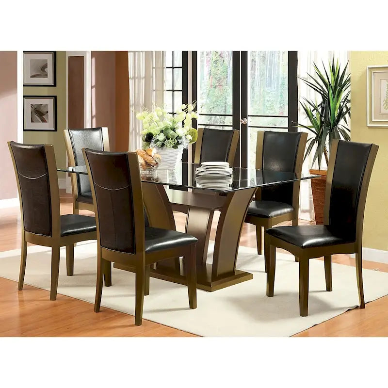 Bind Modernes Esszimmer-Set aus massivem Holz, 7-teilig, mit offenem Regal von Furniture of America