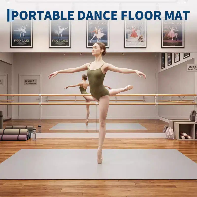 Tragbare 4x6 PVC-Tanzmatte, 5 mm dicke, rutschfeste und kratzfeste Tanzmatte für Ballett, Jazz, Stepptanz, Yoga, Pilates und Training zu Hause