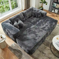 HOOOWOOO Modernes Plüsch-Ecksofa L-förmige Couch mit abnehmbarem Ottoman