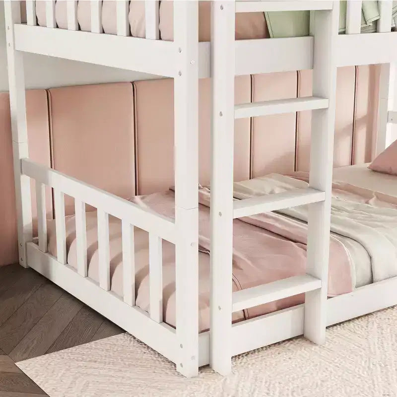 Dreistöckiges Etagenbett für Kinder, abnehmbares Etagenbett mit drei Einzelbetten, Leiter und Absturzsicherung, in 3 separate Betten zerlegbar