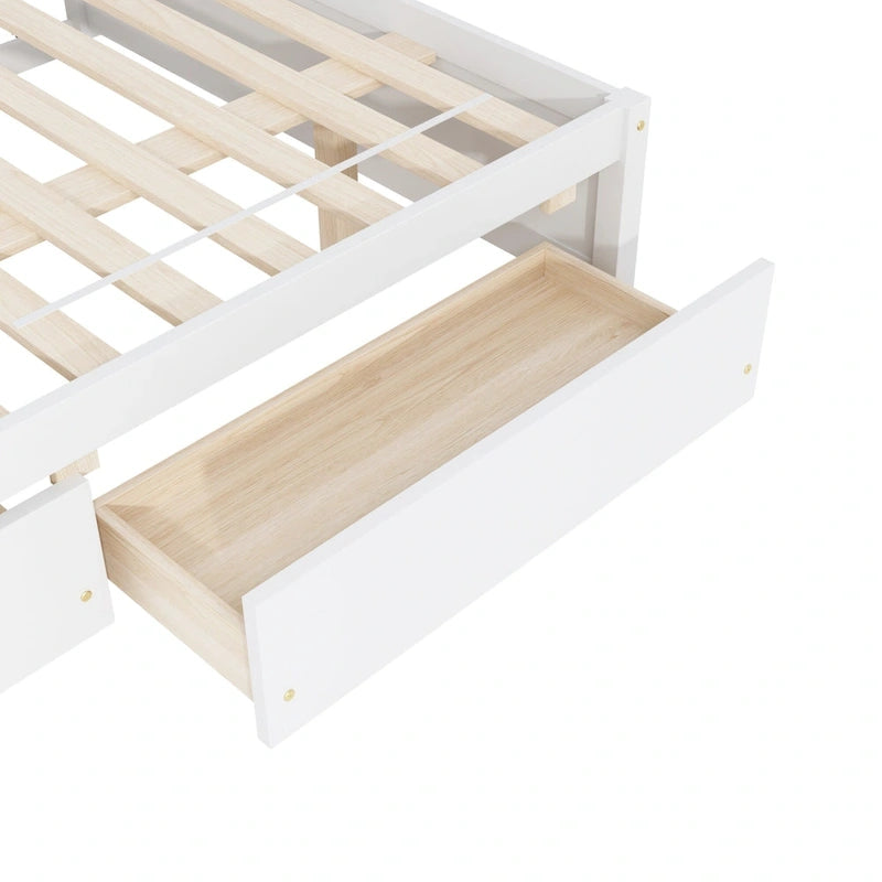 Doppelbett mit Einzelbett-Schiebebett und zwei Schubladen