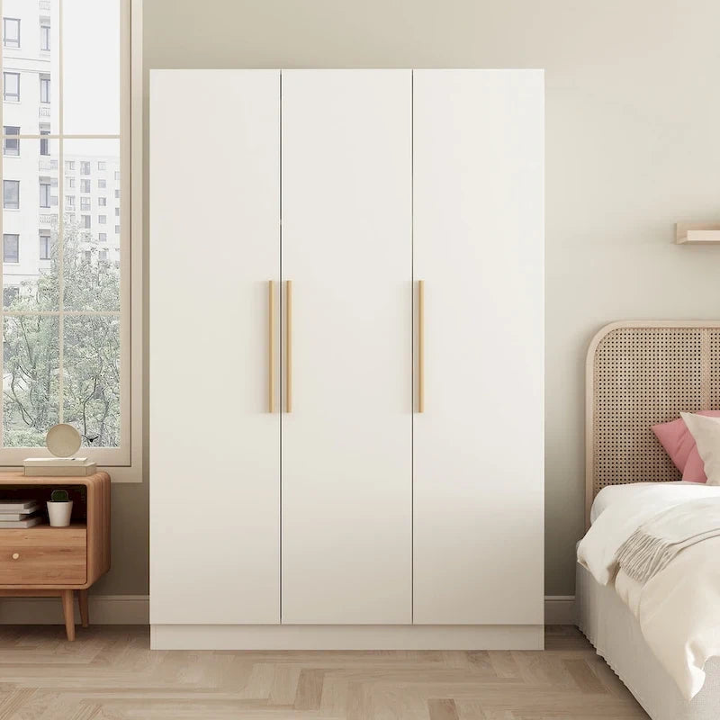 Timechee 47,2 Kleiderschrank Massivholzgriffe Weiß