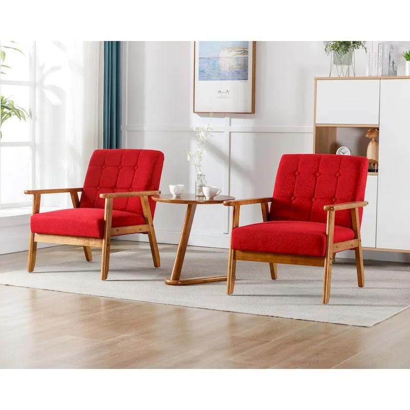 2er-Set Akzentstühle mit Beistelltisch, Armlehnstuhl für Wohnzimmer, Schlafzimmer, Büro - 78,0 cm H * 64,5 cm B * 71,0 cm T