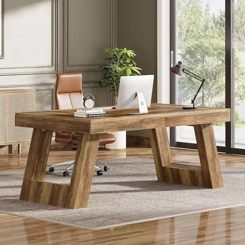 160 cm breiter Chefschreibtisch aus Holz, großer Computertisch fürs Homeoffice