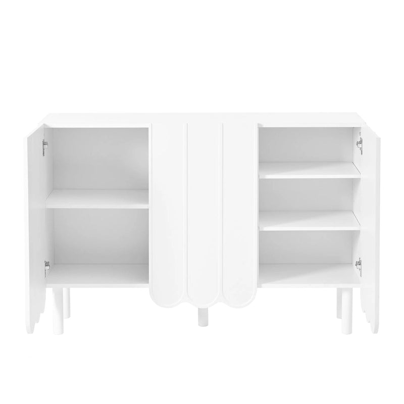 Minimalistischer Schuhschrank im Cream-Stil mit 5 Massivholzbeinen, Sideboard-Buffetschrank mit verstellbaren Einlegeböden
