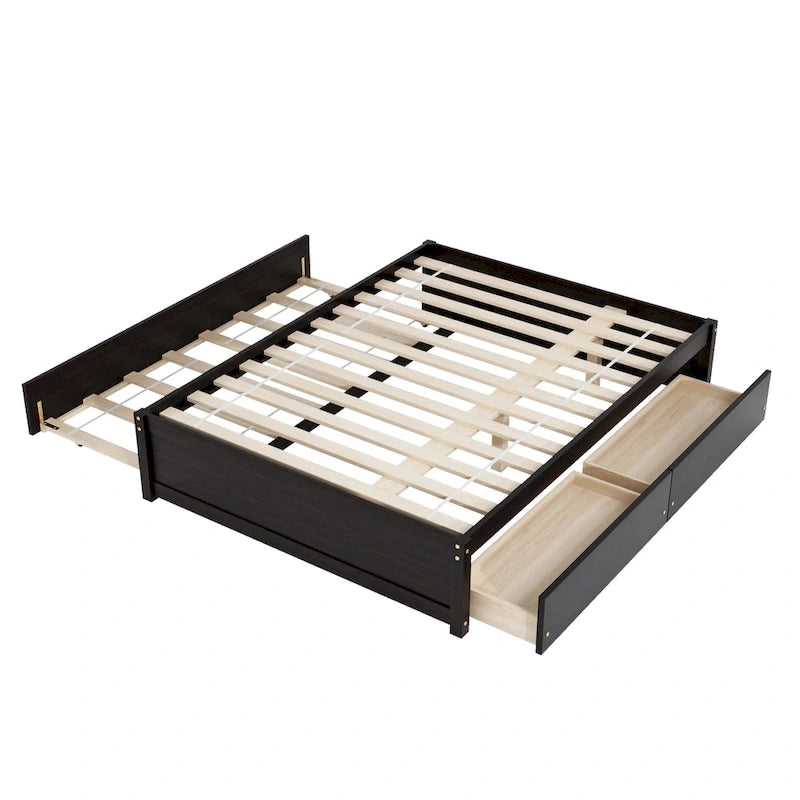Doppelbett mit Einzelbett-Schiebebett und zwei Schubladen
