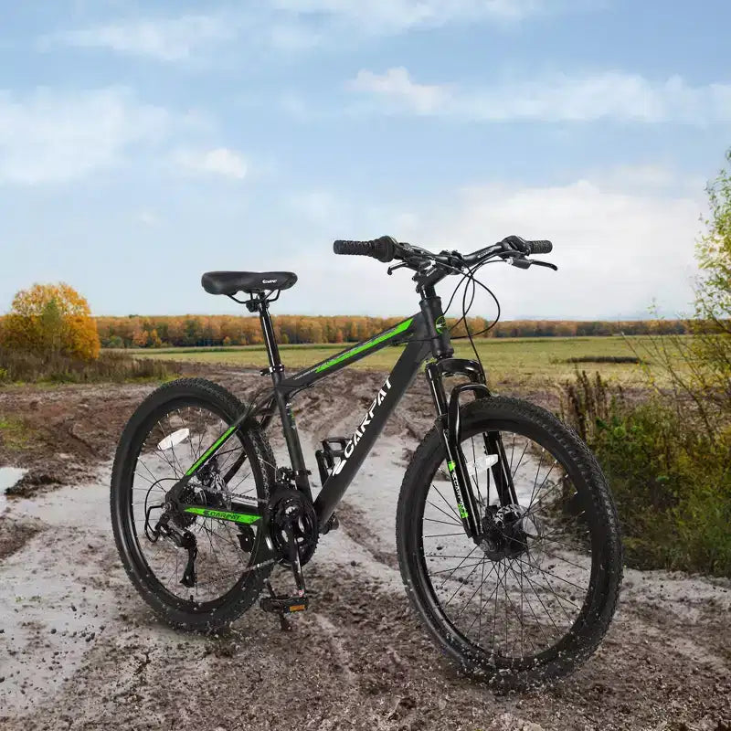 Okak 26 Zoll Mountainbike mit 21 Gängen und Scheibenbremsen, Kinder-Dirtbike mit Rahmen aus kohlenstoffreichem Stahl, Herrenfahrrad für Erwachsene & Jugendliche