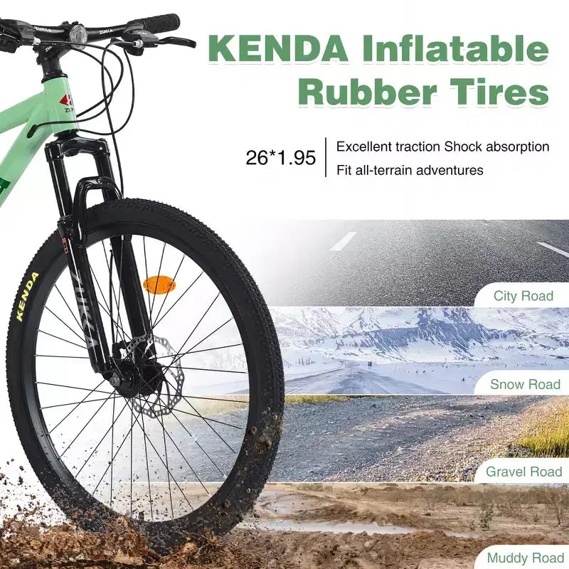 Whisen 26 Zoll Mountainbike mit Federung, 8-Gang-Kettenschaltung, KENDA-Reifen und doppelten Scheibenbremsen