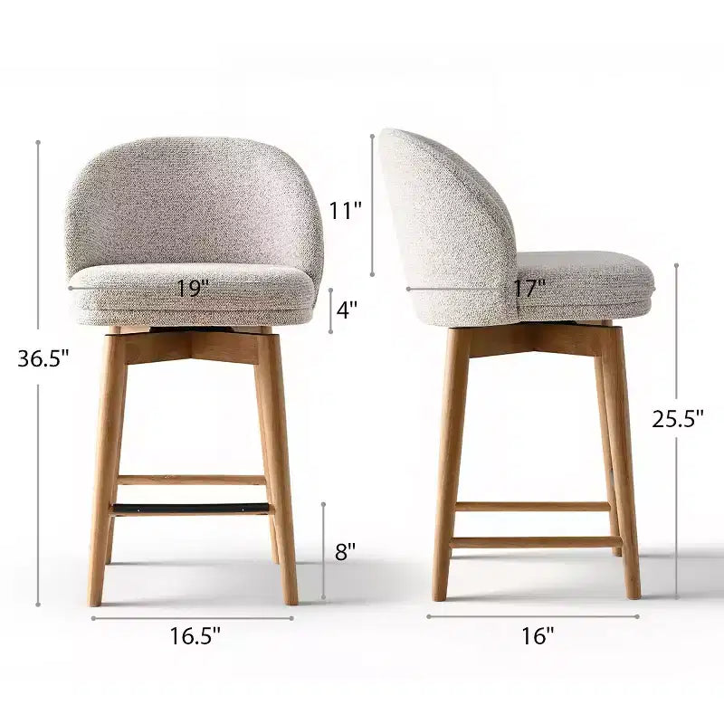 2er-Set moderne drehbare Tresenhocker mit gepolsterter Sitzfläche, 360° rotierbare Stühle für Kücheninsel oder Hausbar mit Massivholzbeinen - Panipeachy