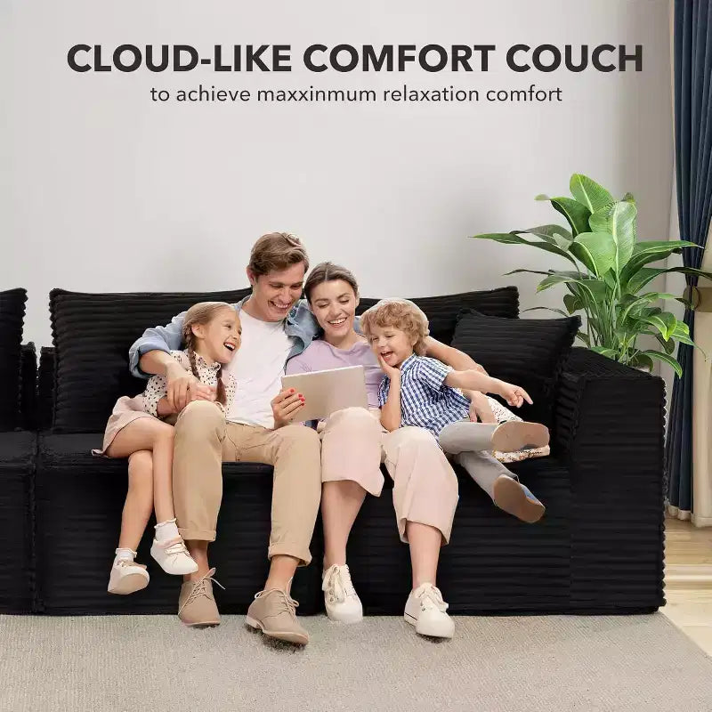 107/ 137 modulares Cloud-Sofa-Element, tiefes, rahmenloses Sofa, wandelbares, bequemes Bodensofa mit Hockern und Memory-Schaumstoff