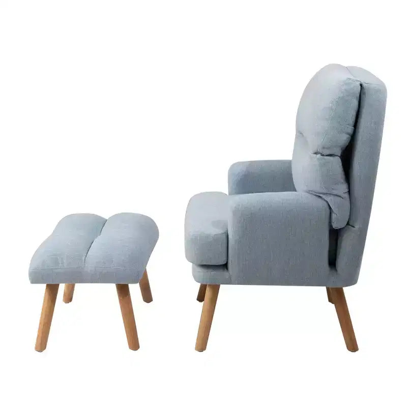 Okak moderner Akzentsessel, Wohnzimmerstuhl mit Hocker und verstellbarer Rückenlehne, bequemer Polstersessel für Lounge, Büro und Schlafzimmer