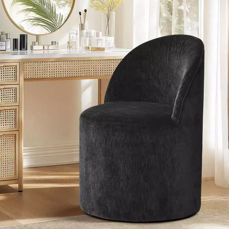 Moderner, chenillengepolsterter, drehbarer Akzentsessel mit Rollen, armlehnloser, rollbarer Loungesessel für Wohnzimmer, Schlafzimmer oder Homeoffice – Panipeachy