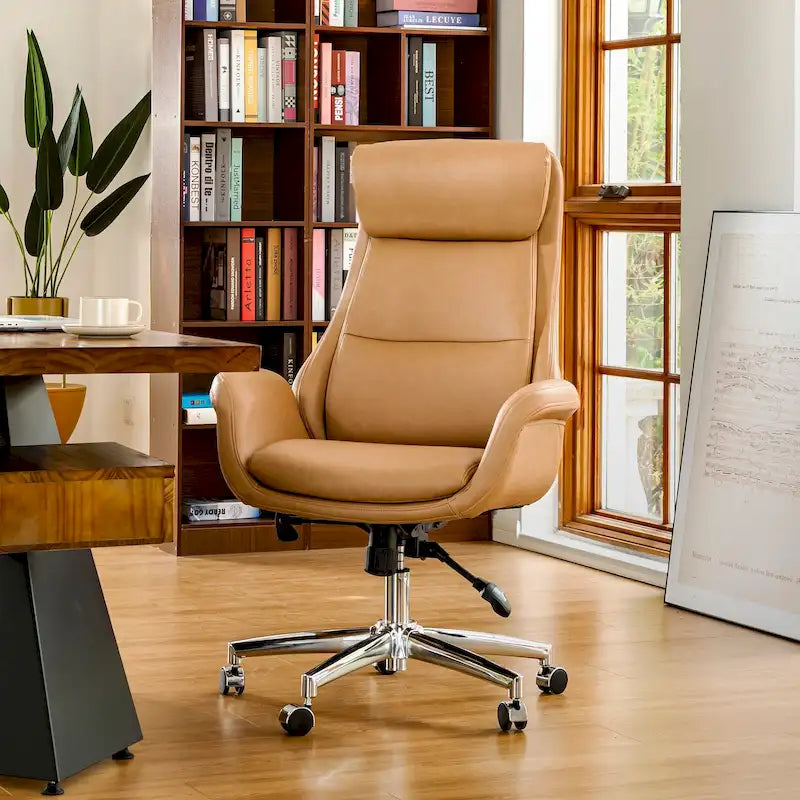 Glitzhome 48-Zoll Mid-Century verstellbarer Drehstuhl aus Kunstleder fürs Büro