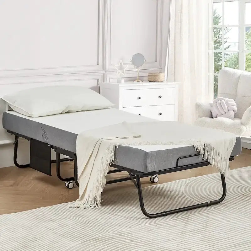 Erommy Klappbett mit Memory-Schaum-Matratze: Tragbares klappbares Gästebett für Erwachsene mit luxuriöser 5-Zoll-Memory-Schaum-Matratze