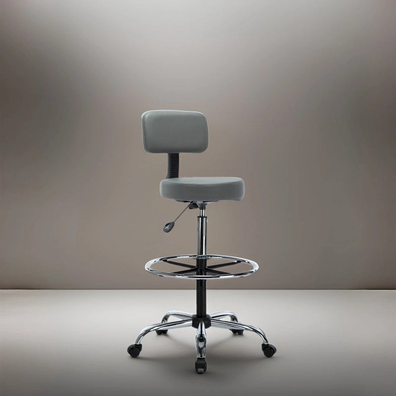 Höhenverstellbarer Zeichentisch-Hocker – Mit Premium-Leder, Laufrollen