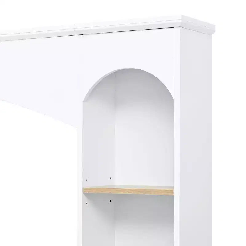 Whisen 91 Medienkonsole, gewölbte Entertainment-Center-Wandkombination im Landhausstil mit Bücherregal, Holzmaserung, für Fernseher bis zu 70 Zoll