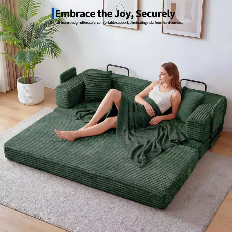 80,7" 5-in-1 ausklappbares Schlafsofa ??Kordsamt, 544 kg, keine Montage erforderlich