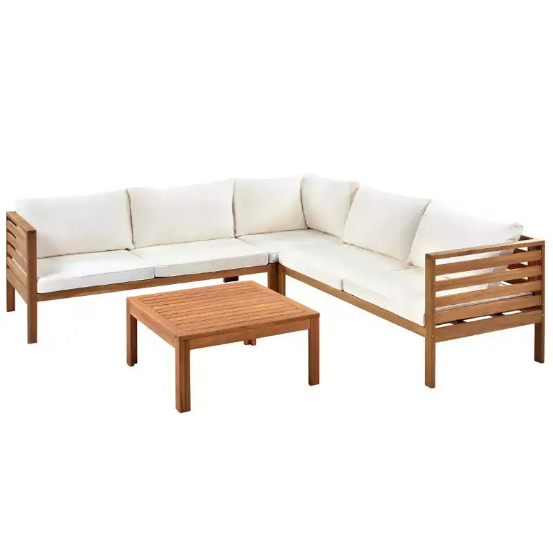 Polibi Acacia Eck-Outdoor-Sofa-Set mit passendem Couchtisch
