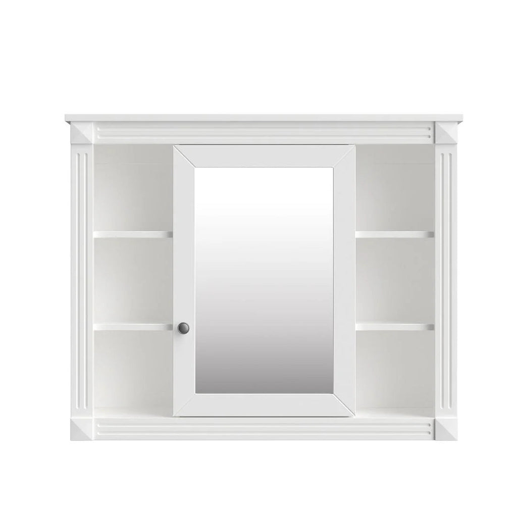 36" Moderner Badezimmer-Waschtisch mit Aufsatzwaschbecken und Spiegelschrank, 2 Türen und 2 Schubladen