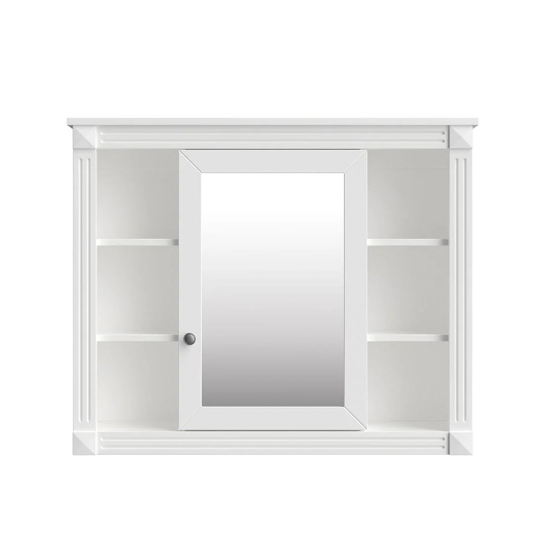 36" Moderner Badezimmer-Waschtisch mit Aufsatzwaschbecken und Spiegelschrank, 2 Türen und 2 Schubladen