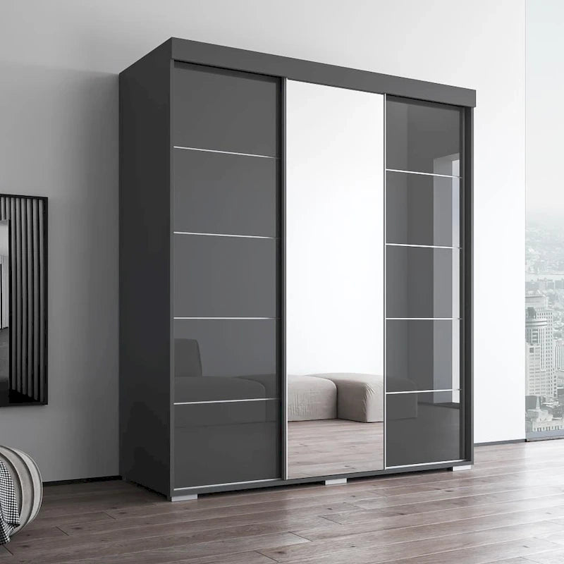 Aria Moderner 3-türiger Kleiderschrank mit Spiegel
