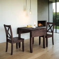 3-teiliges Essgruppe-Set aus Holz mit klappbarem Frühstückstisch und 2 X-Back-Stühlen für kleine Räume