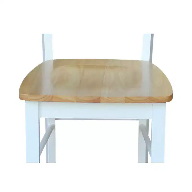 3-teiliges Esszimmer-Set mit Esstisch und 2 Leiterrückenstühlen Weiß/Natur ¨C International Concepts: Massivholz, Quadratisch, Ohne Verlängerung
