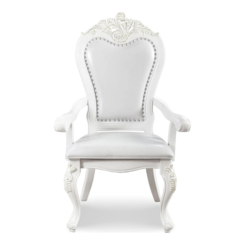 Furniture of America Eugene Traditionelle Esszimmer-Armstühle aus Massivholz mit Ziernagelbesatz und Cabriole-Beinen (2er-Set)