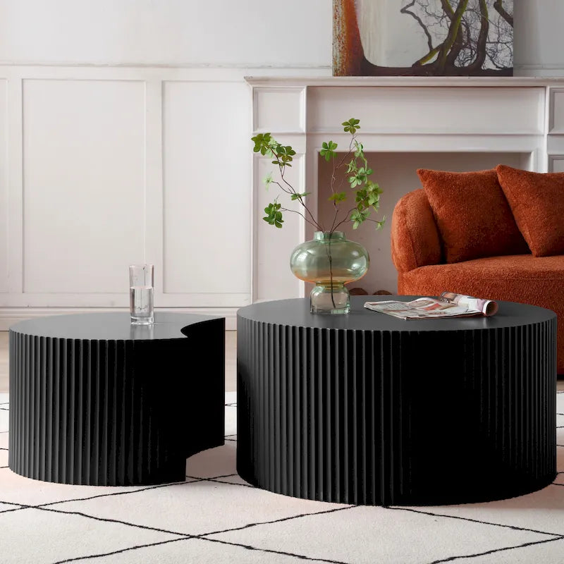 Modernes, glamouröses rundes Satztisch-Set für das Wohnzimmer (2-tlg.), nicht montiert