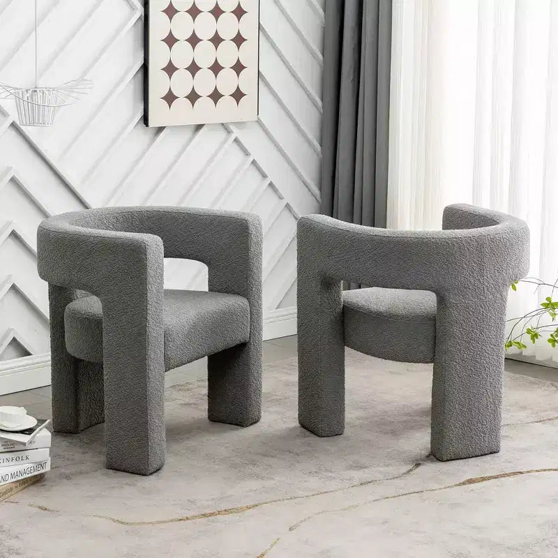 2er-Set 28 breite Polster-Sessel mit Bouclé-Bezug – Kinwell