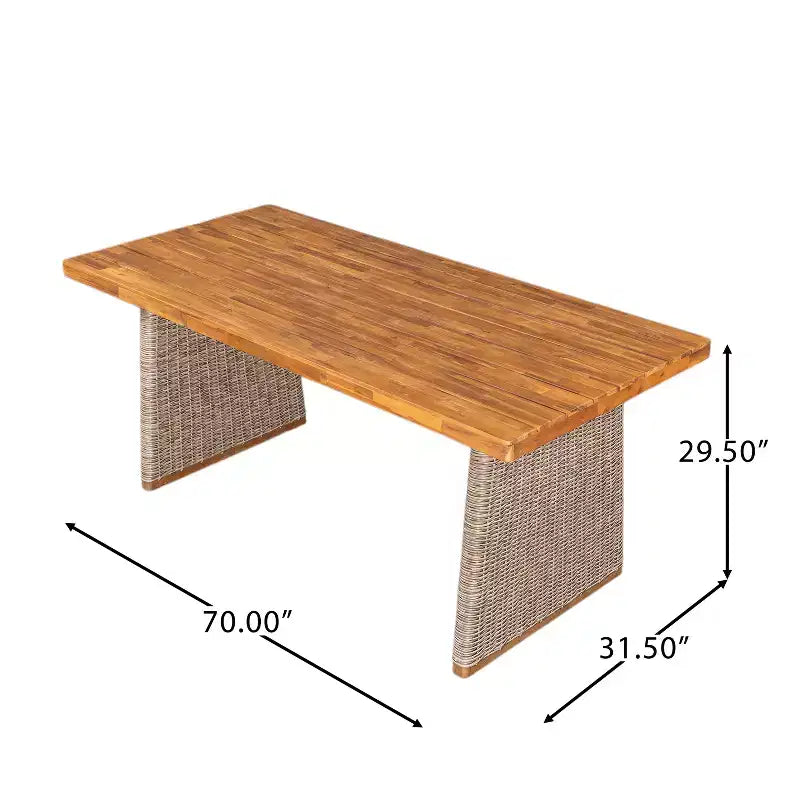 Christopher Knight Home Ferb 7-teiliges Boho-Gartenmöbelset aus Akazienholz und Korbgeflecht mit Sitzkissen
