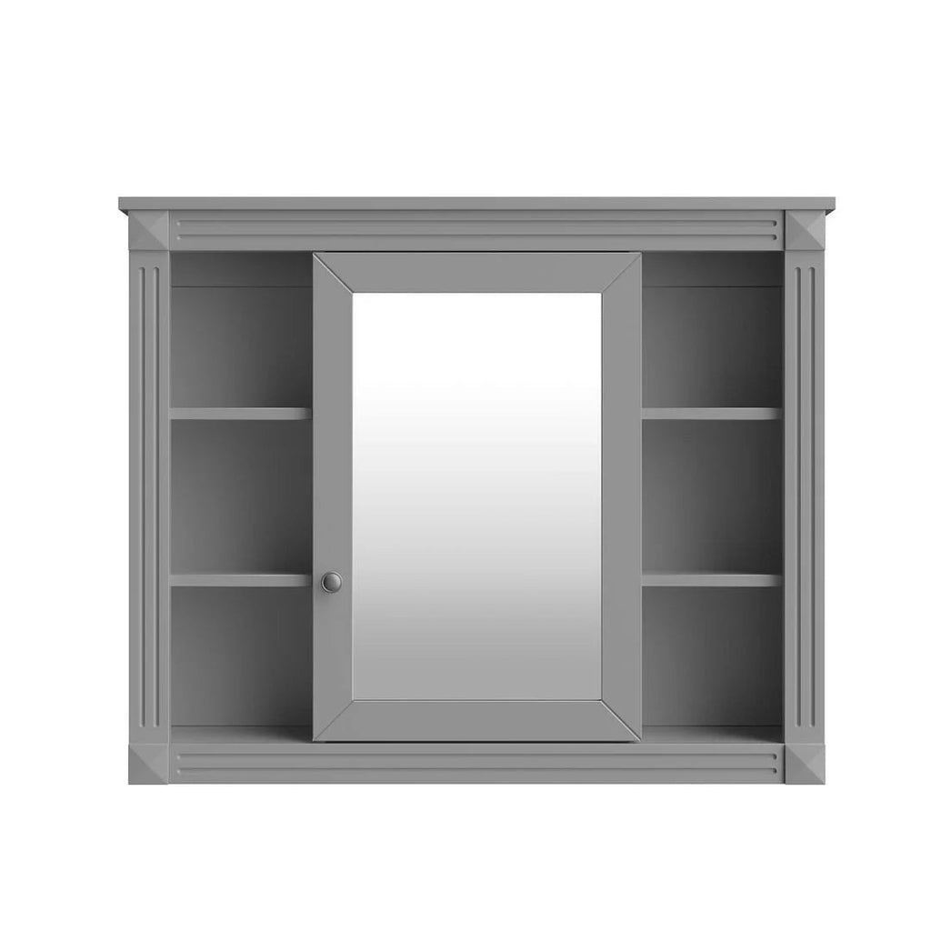 36" Moderner Badezimmer-Waschtisch mit Aufsatzwaschbecken und Spiegelschrank, 2 Türen und 2 Schubladen