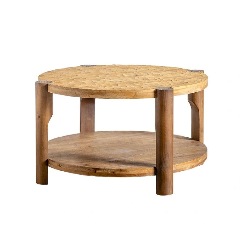 Runder Couchtisch mit 2 Ebenen und Ablagefach