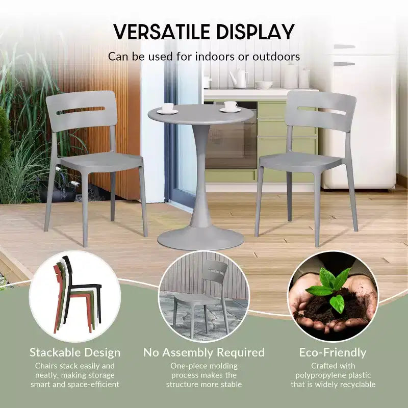 WestinTrends Playa Modern 5-teiliges Essgruppe aus Kunstharz für die Terrasse mit stapelbaren Terrassenstühlen