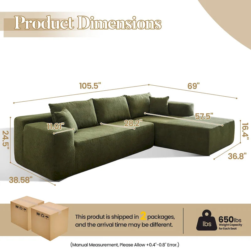 Modernes Polster-Chaiselongue-Sofa mit Kissen für das Wohnzimmer