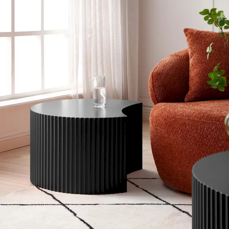 Modernes, glamouröses rundes Satztisch-Set für das Wohnzimmer (2-tlg.), nicht montiert