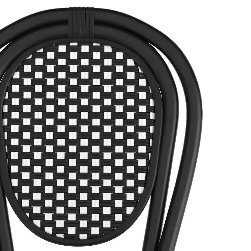 Flash Furniture Lourdes stapelbarer Thonet-Bistrostuhl für den gewerblichen Innen- und Außenbereich, PE-Rattan und Aluminiumgestell